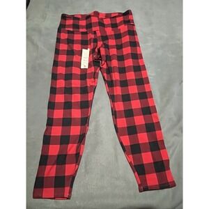 Plus XXL 20 No Boundaries NOBO Christmas Red Black Buffalo Plaid Leggings